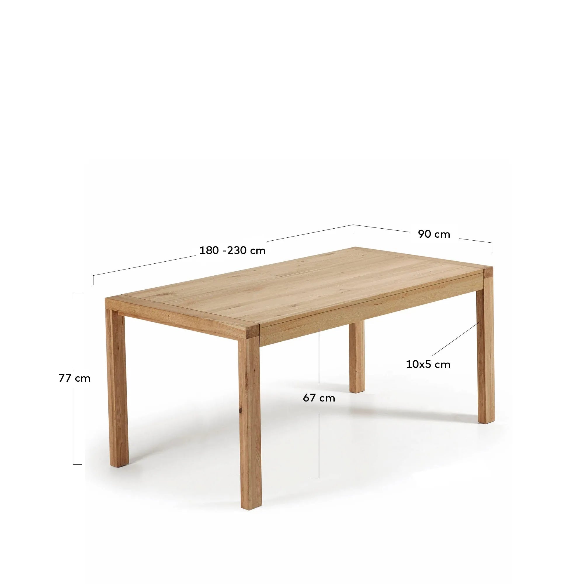 Eleganter Ausziehtisch aus Eichenfurnier, flexibel von 180 auf 230 cm erweiterbar, mit natürlichem Finish für stilvolle Räume.