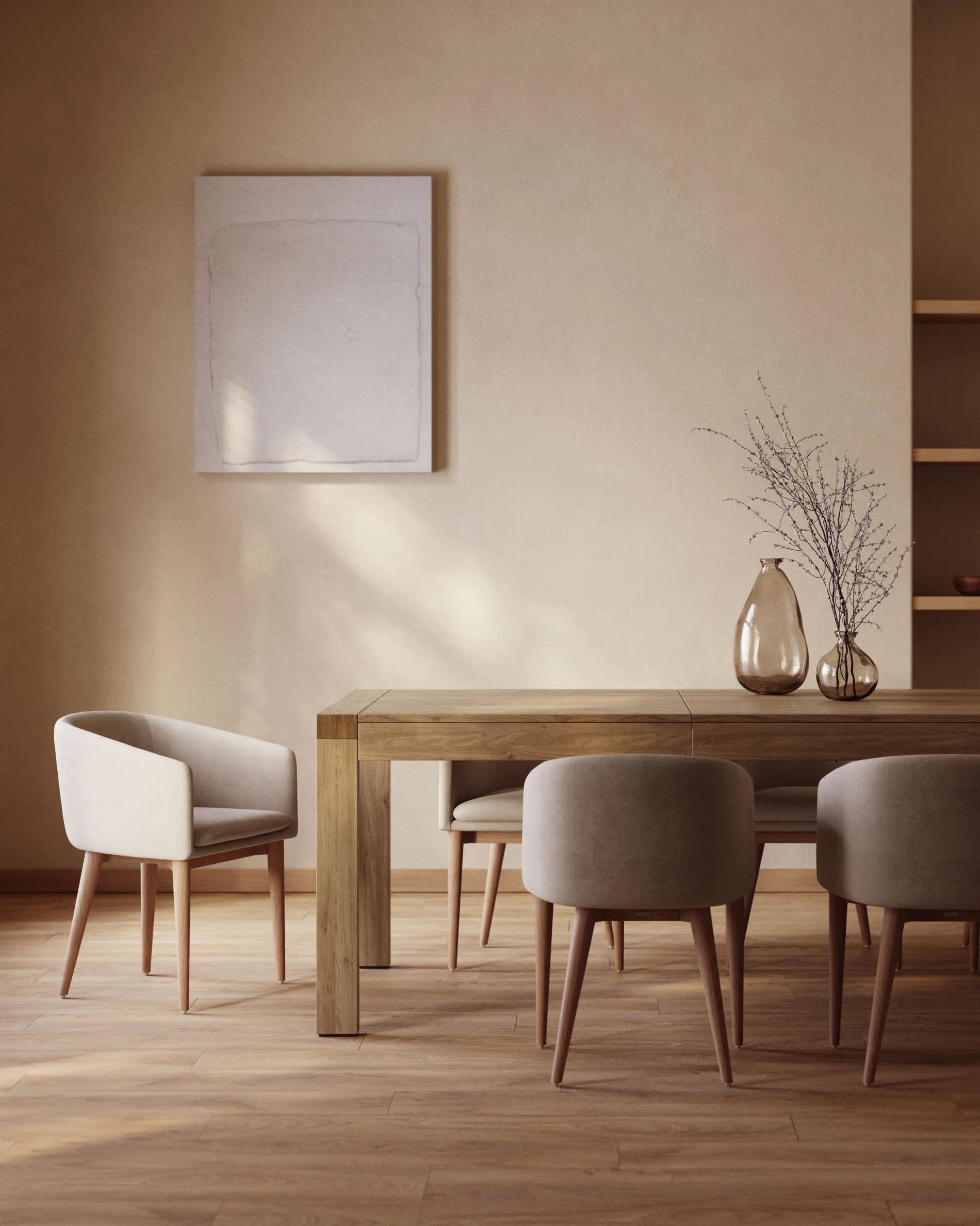 Eleganter Ausziehtisch aus Eichenfurnier, flexibel von 180 auf 230 cm erweiterbar, mit natürlichem Finish für stilvolle Räume.