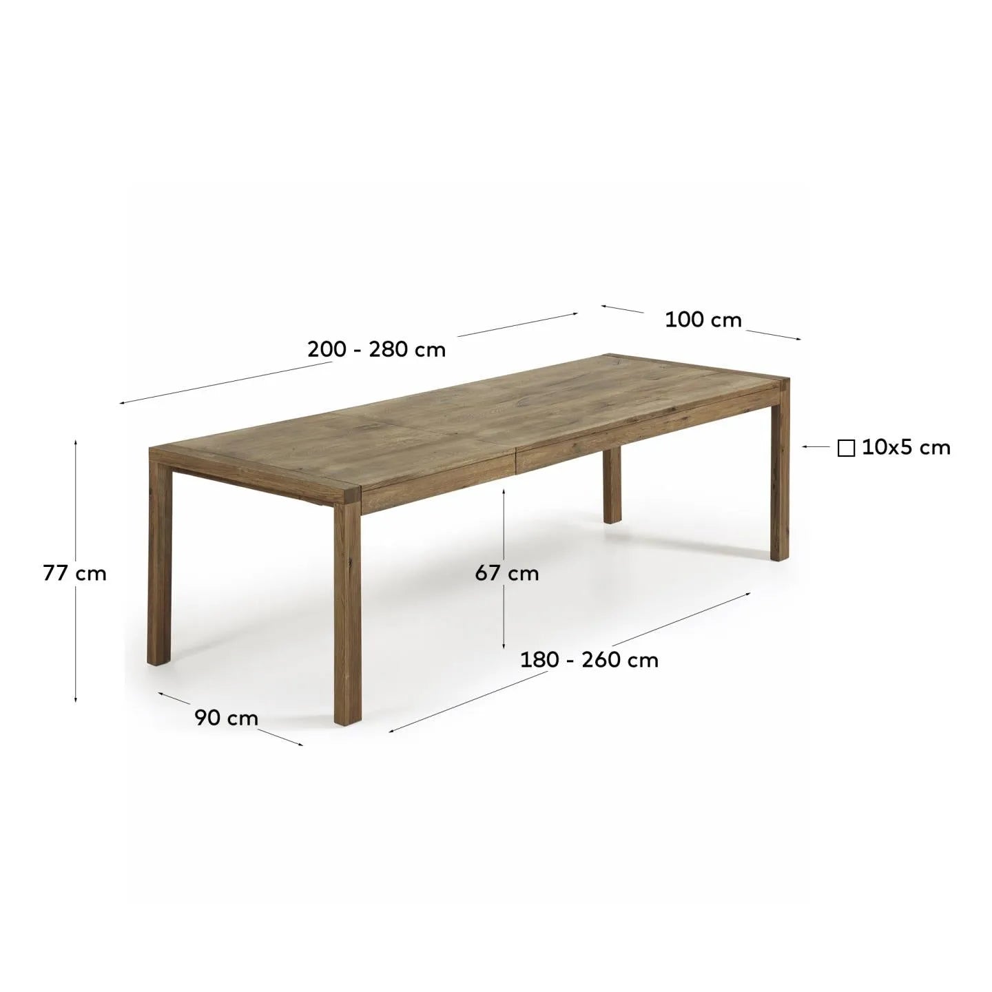 Eleganter Briva Tisch: Eichenfurnier, antikes Finish, ausziehbar von 200 auf 280 cm, stilvoll und funktional.