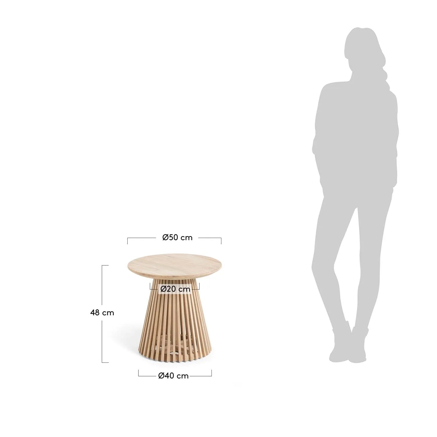 Eleganter Teakholz-Beistelltisch Ø 50 cm von Kave Home, robust & edel.