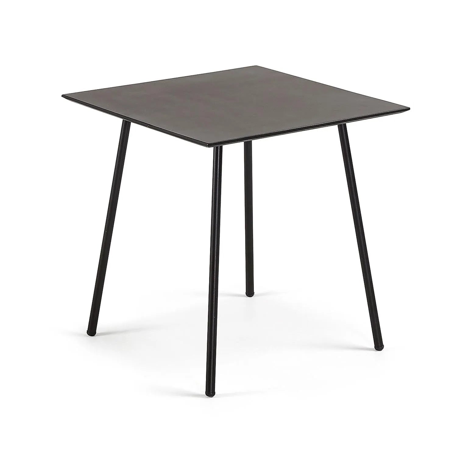 Moderner Mathis Tisch: Zementfaserplatte, Stahlbeine, schwarzes Finish, 75x75cm. Stilvoll, langlebig, für drinnen & draußen.