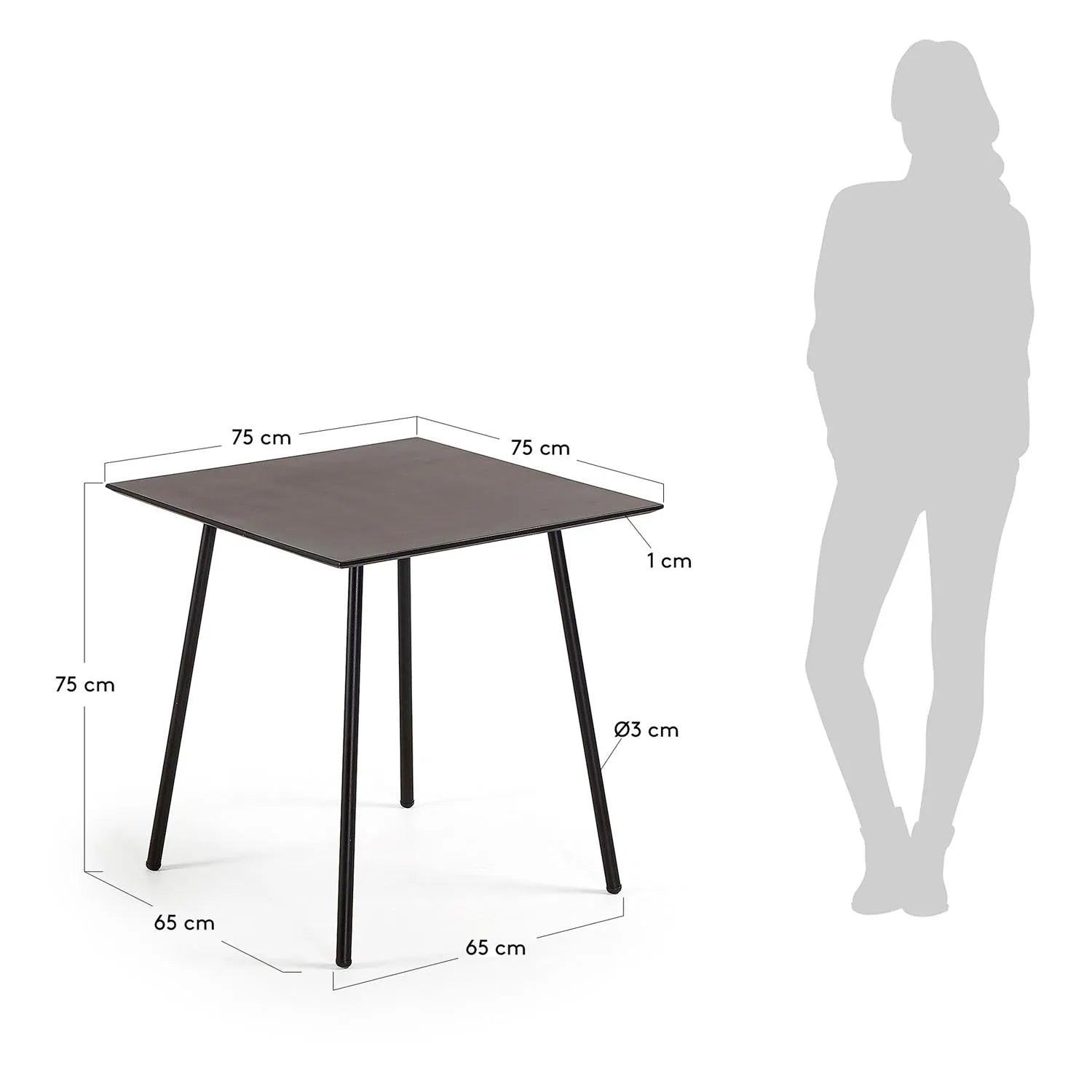 Moderner Mathis Tisch: Zementfaser & Stahl, 75x75 cm, Kave Home.