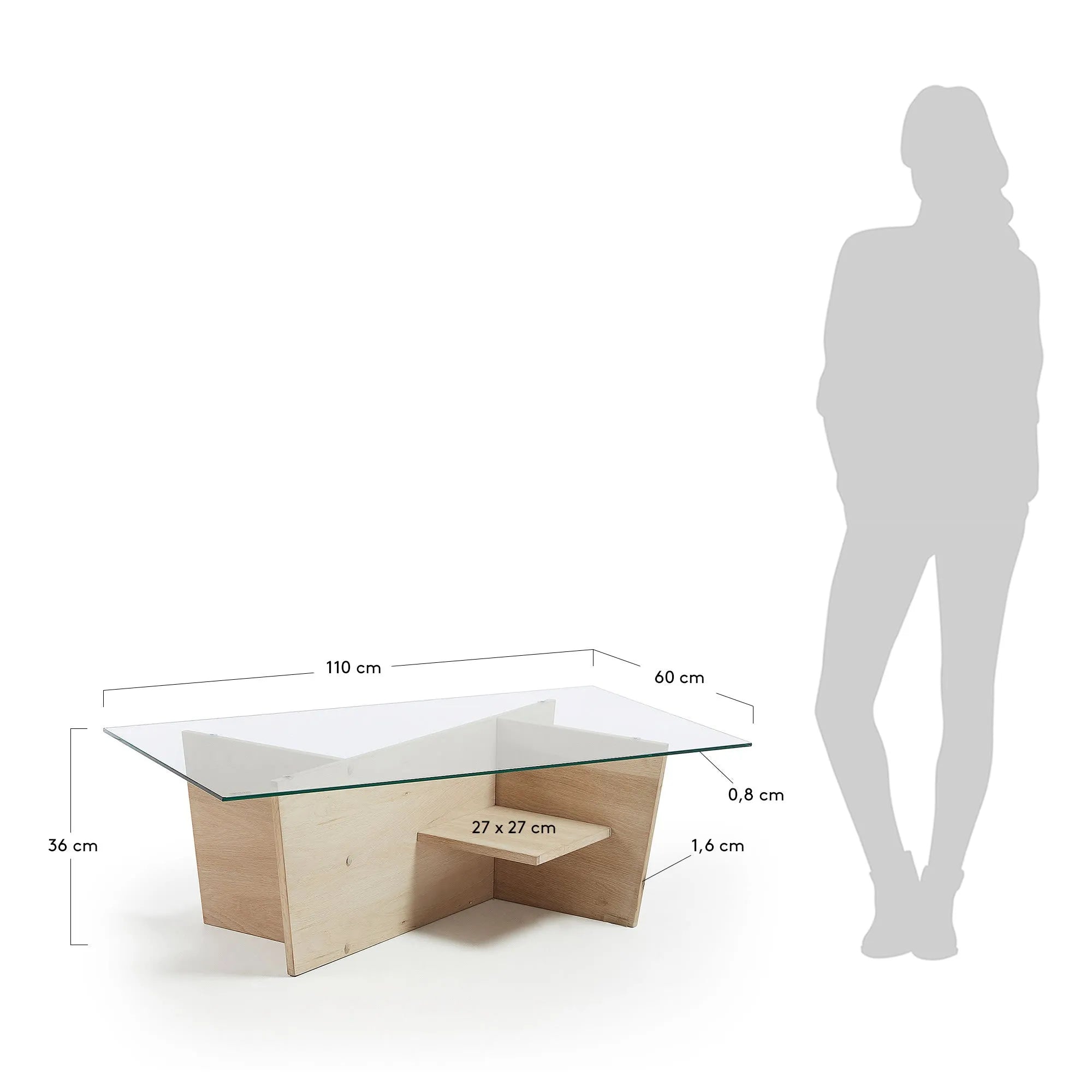 Der Balwind Couchtisch vereint Glas und Holz zu einem stilvollen Highlight, das Eleganz und Funktionalität bietet.