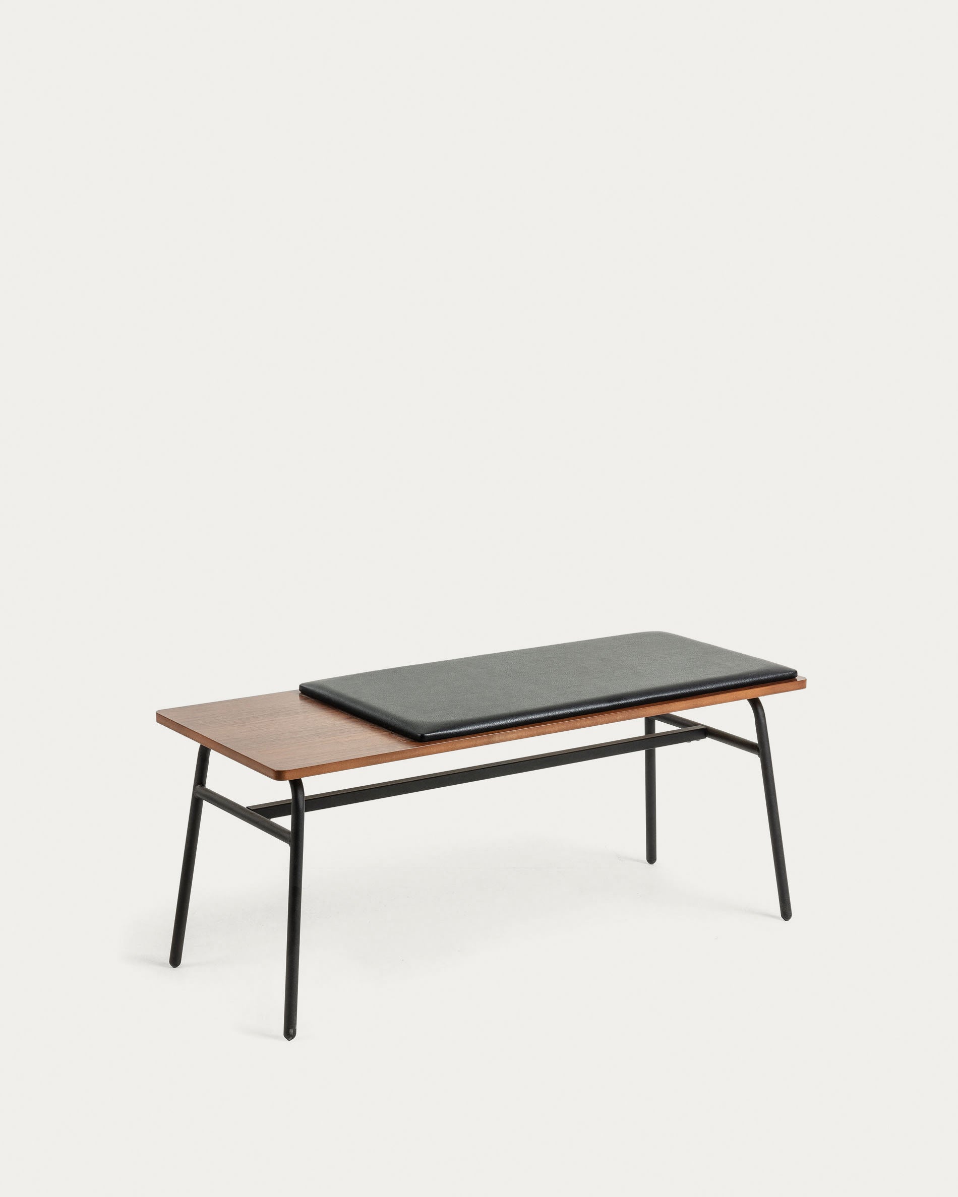 Carabel Bank aus Stahl und Nussholzfurnier 100 cm