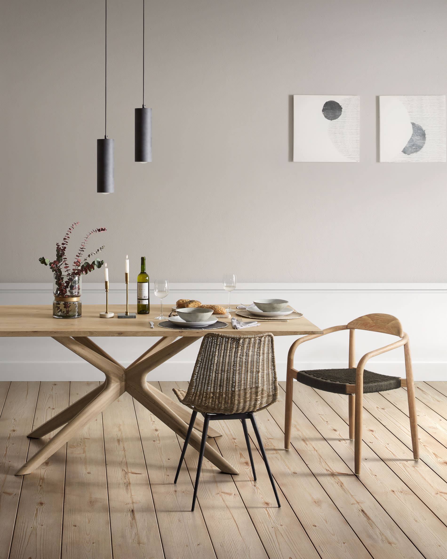 Armande table in oak veneer with brightening finish 180 x 90 cm