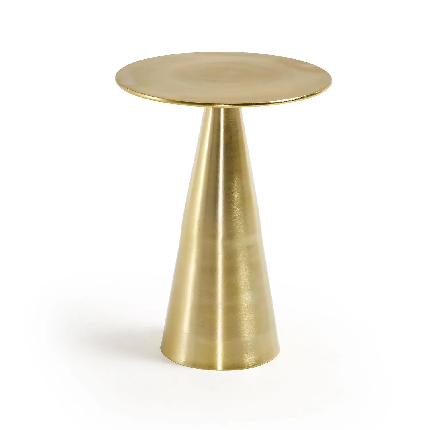 Eleganter Rhet Beistelltisch aus Metall mit goldfarbenem Finish, Ø 39 cm. Ideal für Getränke, Bücher und Deko. Langlebig und stilvoll.