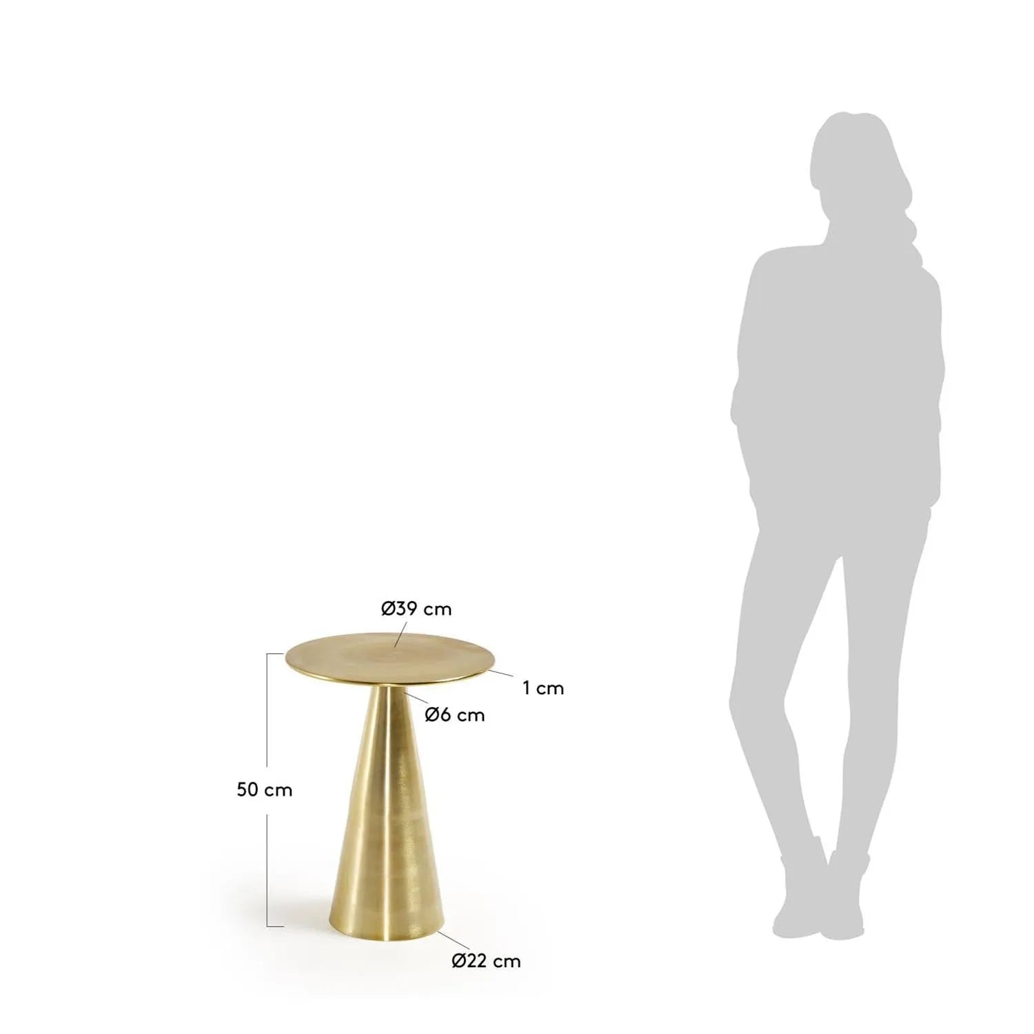 Eleganter Kave Home Beistelltisch, Metall, Gold, Ø 39 cm, modern.
