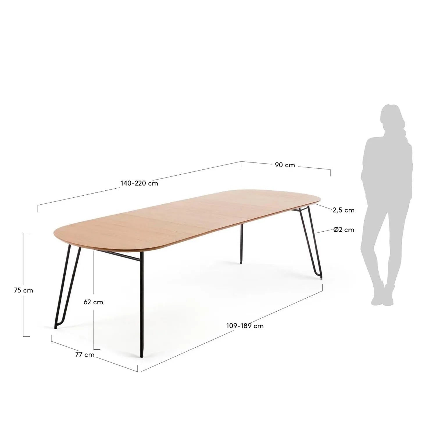 Stilvoller Novac Tisch: Eichenfurnier, ausziehbar, modernes Design.