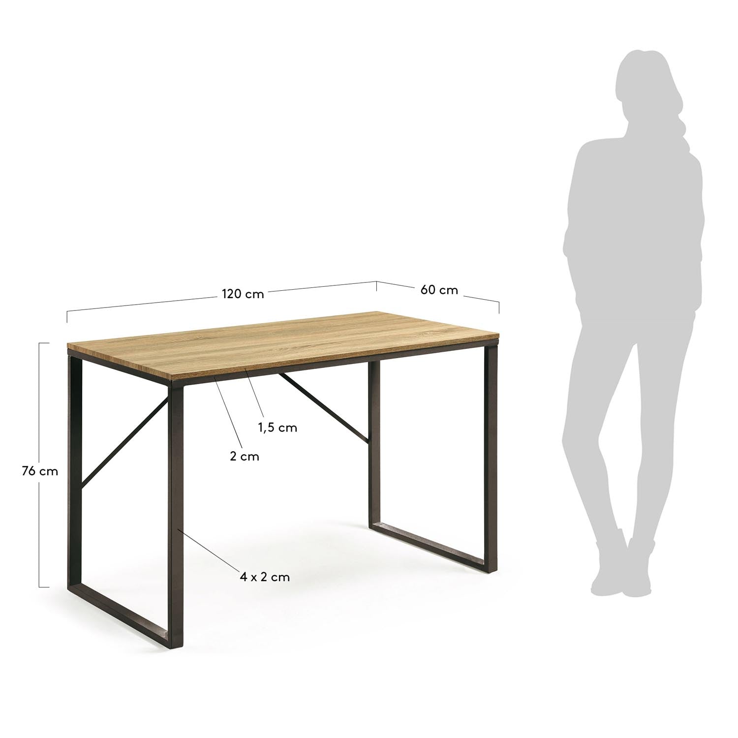 Moderner Talbot Schreibtisch: Naturholz-Look & schwarze Stahlbeine.