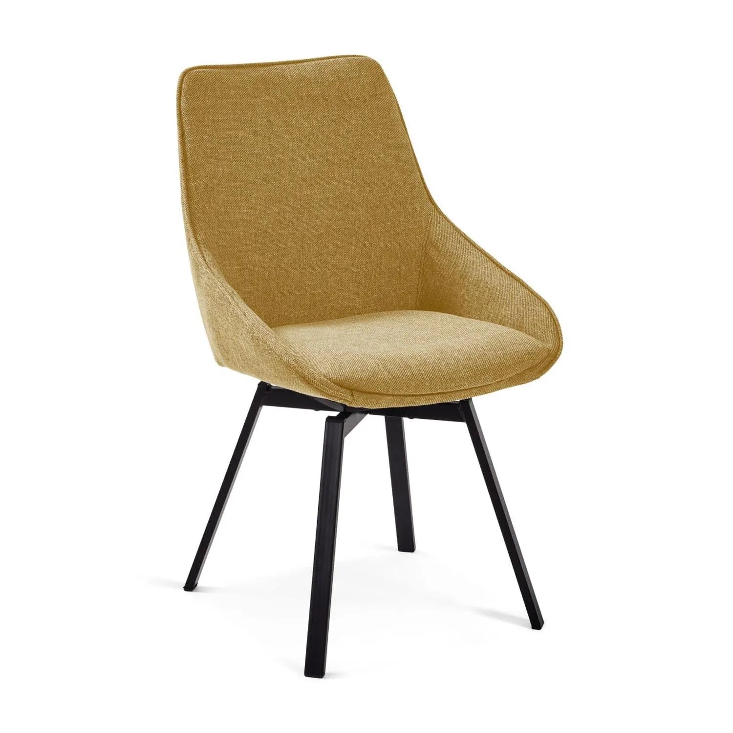 Der Jenna Drehstuhl in Senfgelb von Kave Home: Stilvolles Design, hoher Komfort, umweltfreundlich, vielseitig einsetzbar.