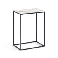 Rewena side table porcelain stoneware top Kalos white finish 45 x 30 cm