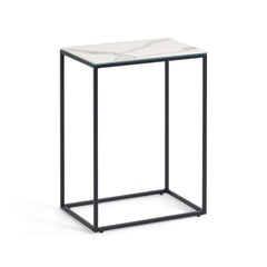 Rewena side table porcelain stoneware top Kalos white finish 45 x 30 cm