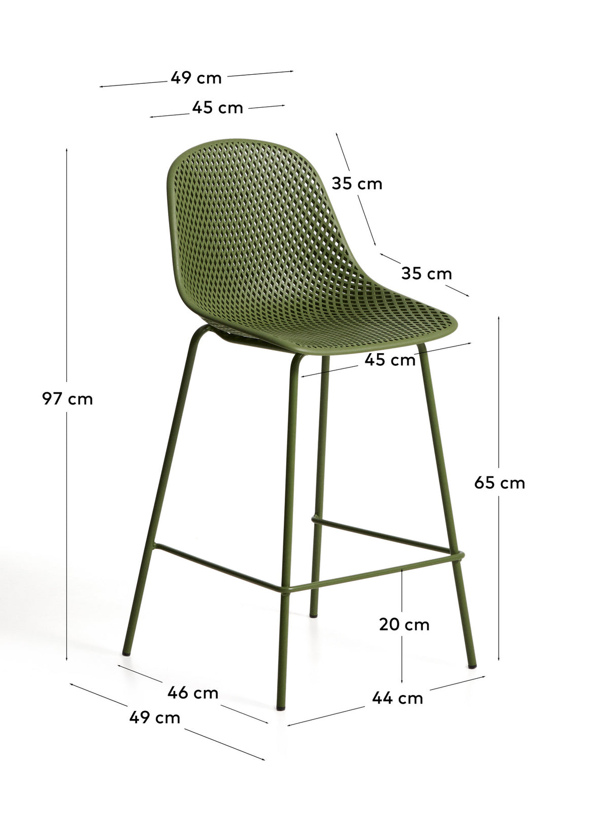 Outdoor-Hocker Quinby in Grün, 65 cm in Grün präsentiert im Onlineshop von KAQTU Design AG. Hocker Outdoor ist von Kave Home