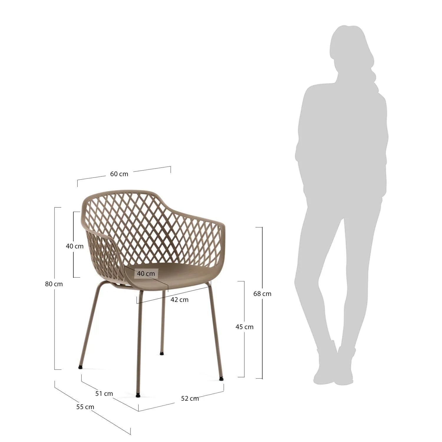 Stilvoller Outdoor-Stuhl Quinn beige von Kave Home für draußen.