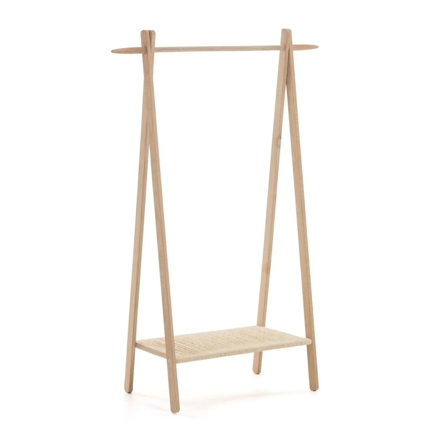 Eleganter Natane Kleiderständer aus Eichenholz & Rattan, 95x152 cm, für stilvolle Ordnung im Flur oder Schlafzimmer.