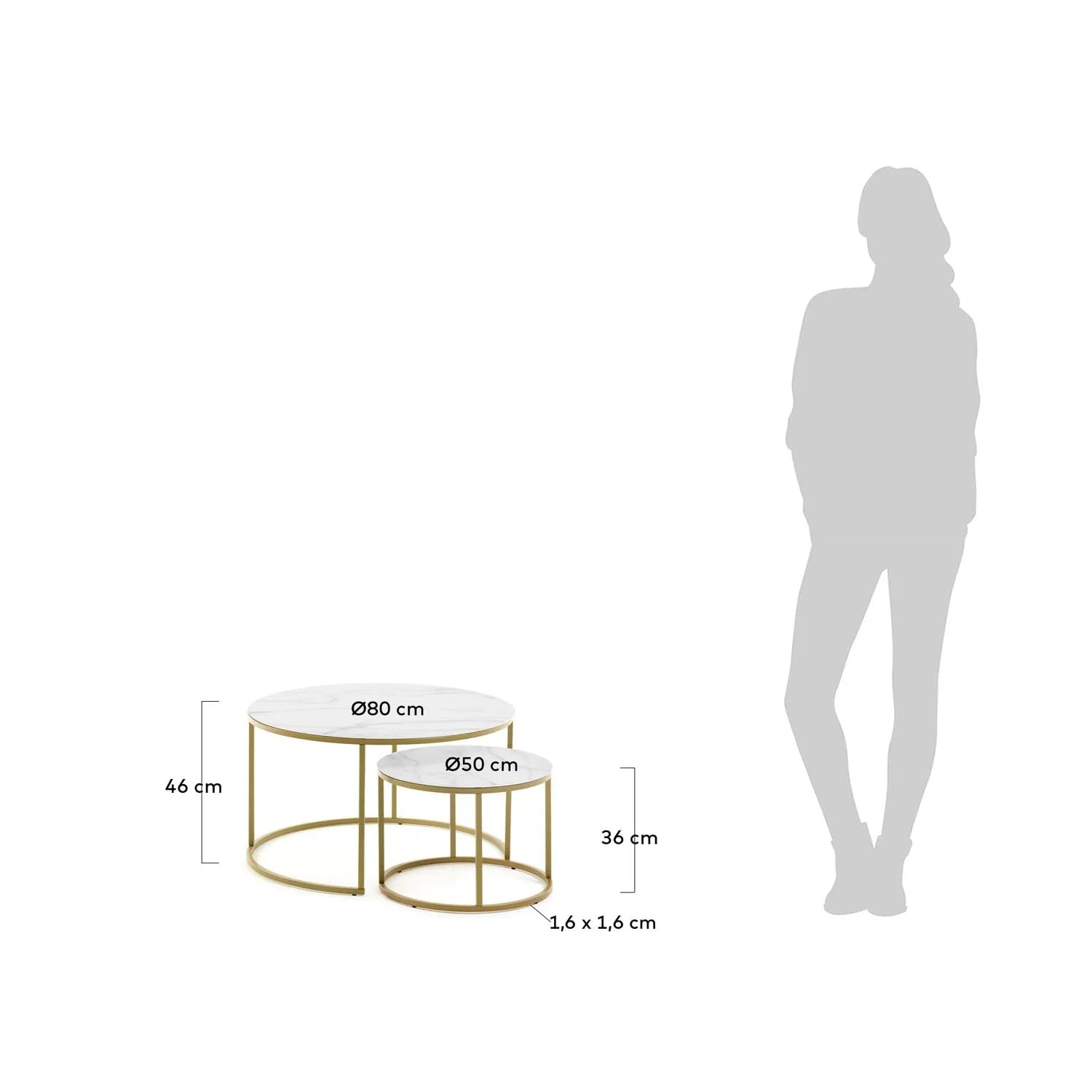 Elegante Beistelltische aus Glas und Gold für stilvolle Räume.