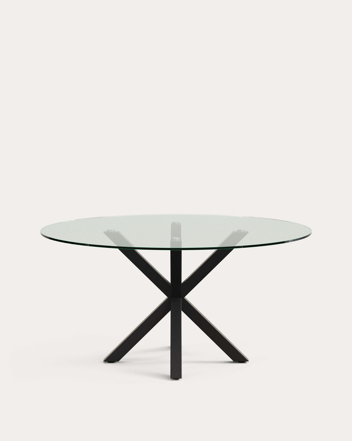Tisch Argo aus Glas und Stahlbeinen mit schwarzem Finish Ø 150 cm in Transparent, Schwarz präsentiert im Onlineshop von KAQTU Design AG. Esstisch ist von Kave Home