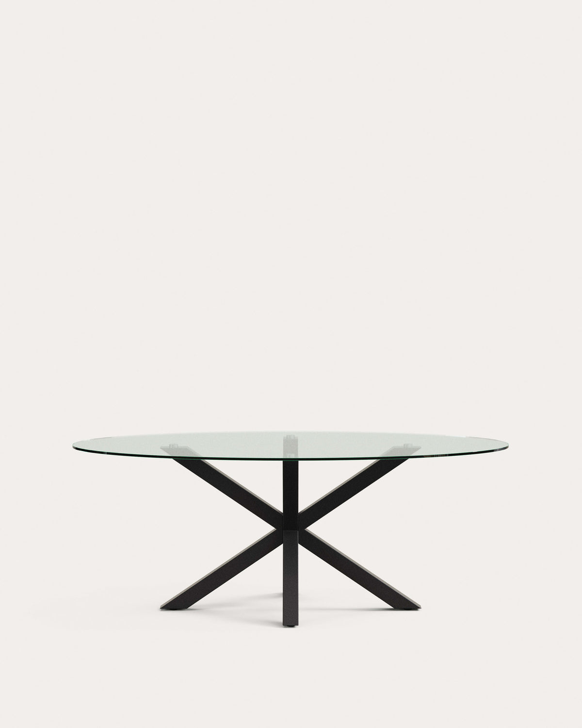 Ovaler Tisch Argo aus Glas und Stahlbeinen mit schwarzem Finish Ø 200 x 100 cm in Transparent, Schwarz präsentiert im Onlineshop von KAQTU Design AG. Esstisch ist von Kave Home