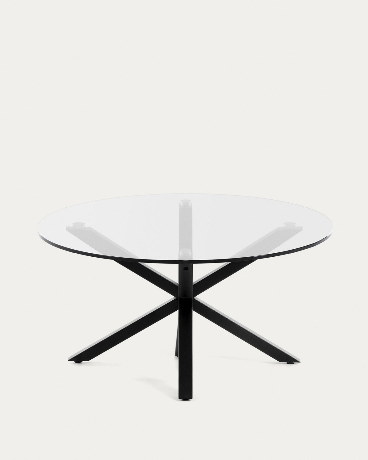 Argo Couchtisch Ø 82 cm aus Glas und Stahlbeinen mit schwarzem Finish in Transparent, Schwarz präsentiert im Onlineshop von KAQTU Design AG. Couchtisch ist von Kave Home