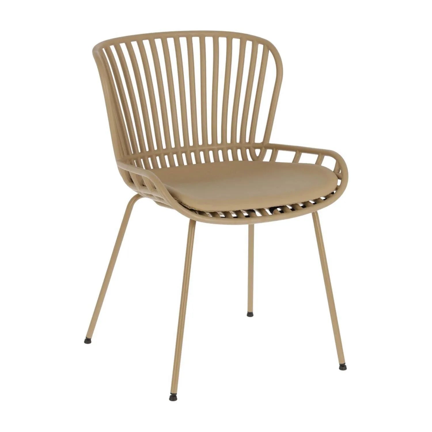3D-Modell des Surpik Stuhls in Beige mit Stahlbeinen, ideal für AR: stilvoll, langlebig und pflegeleicht.