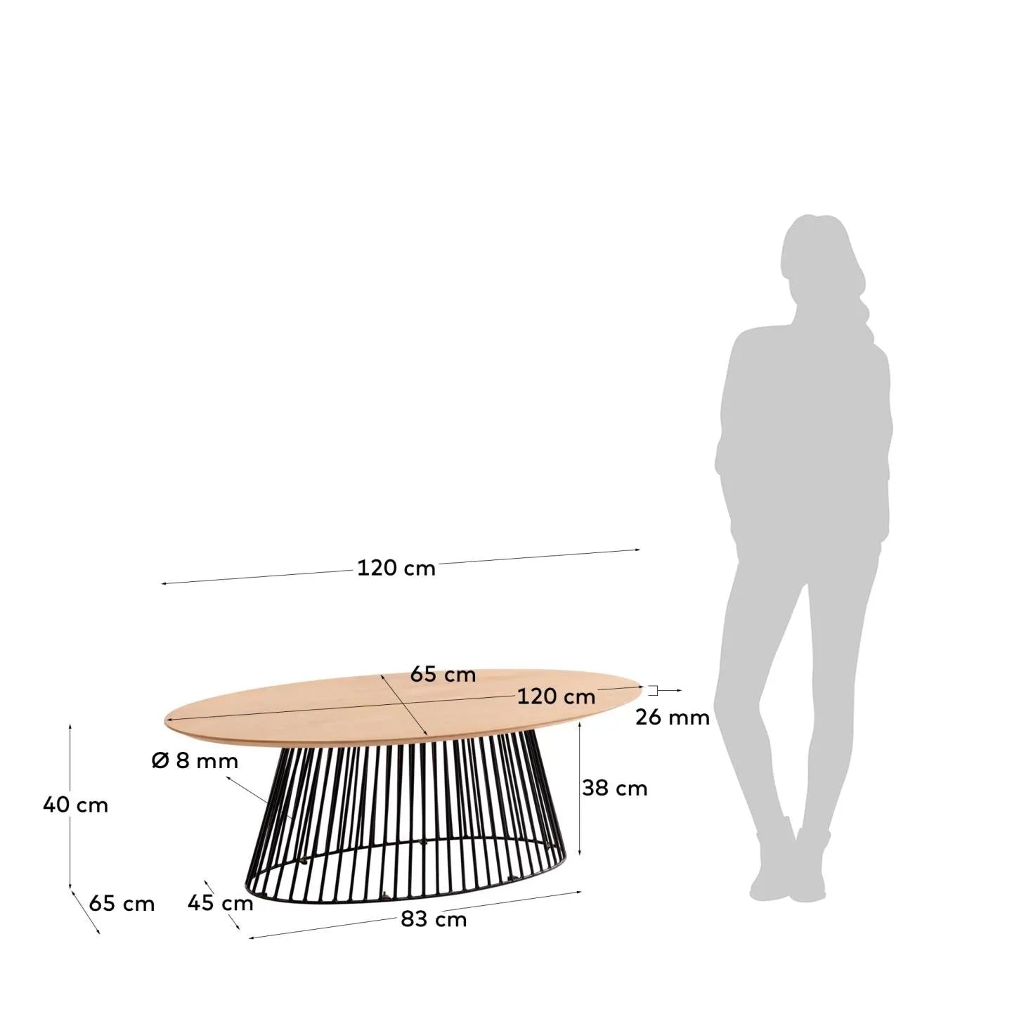 Eleganter Couchtisch aus massivem Mangoholz mit stabilen Stahlbeinen in Schwarz, ideal für stilvolle Wohnzimmer.