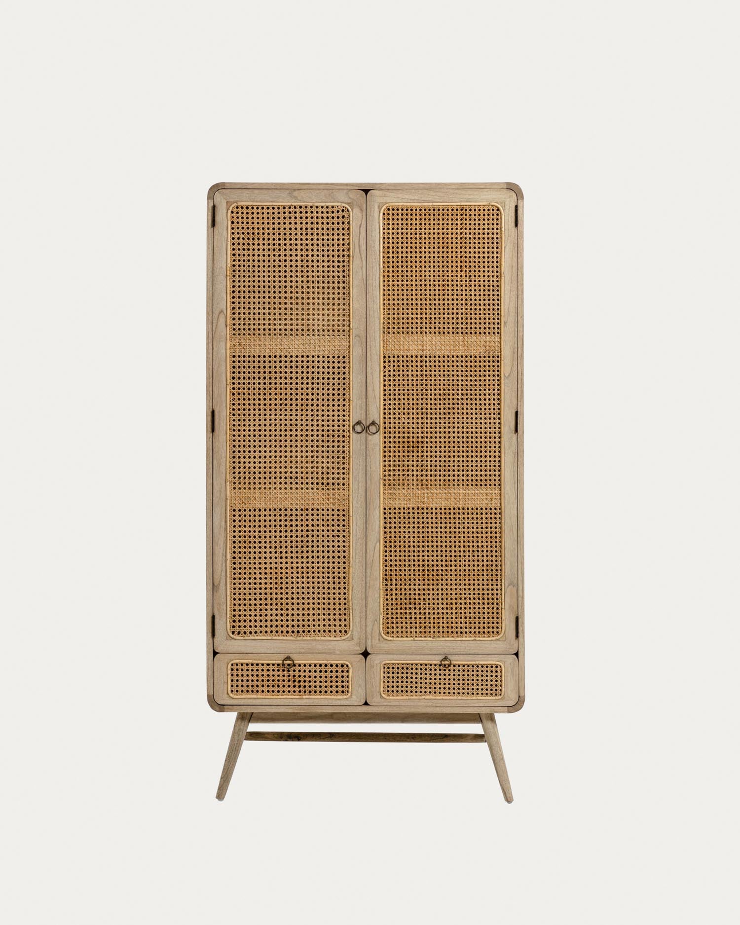 Armoire Nalu en bois massif de mindi et rotin 90 x 175 cm