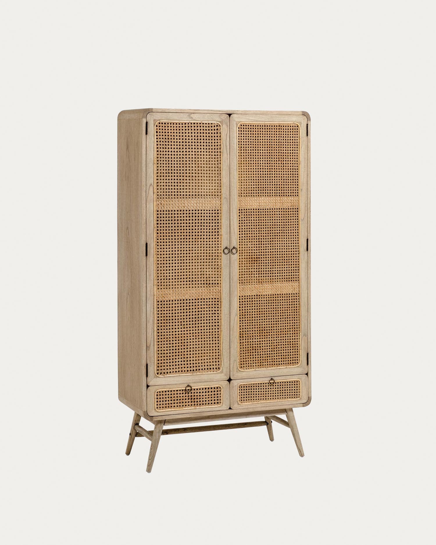 Armoire Nalu en bois massif de mindi et rotin 90 x 175 cm
