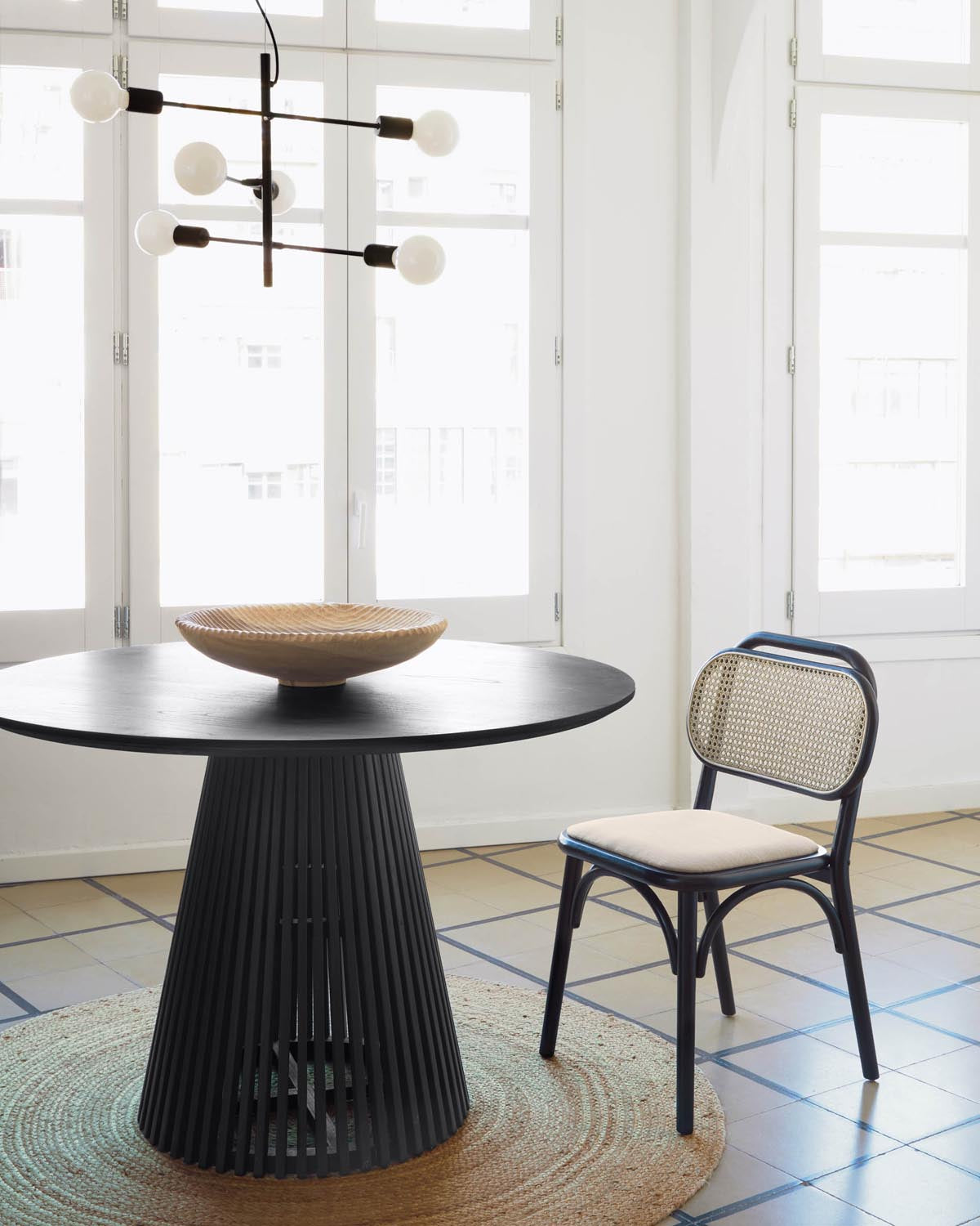 Jeanette round table made of solid black mindi wood Ø 120 cm