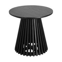 Table d'appoint Jeanette en bois massif mindi, noir Ø 50 cm