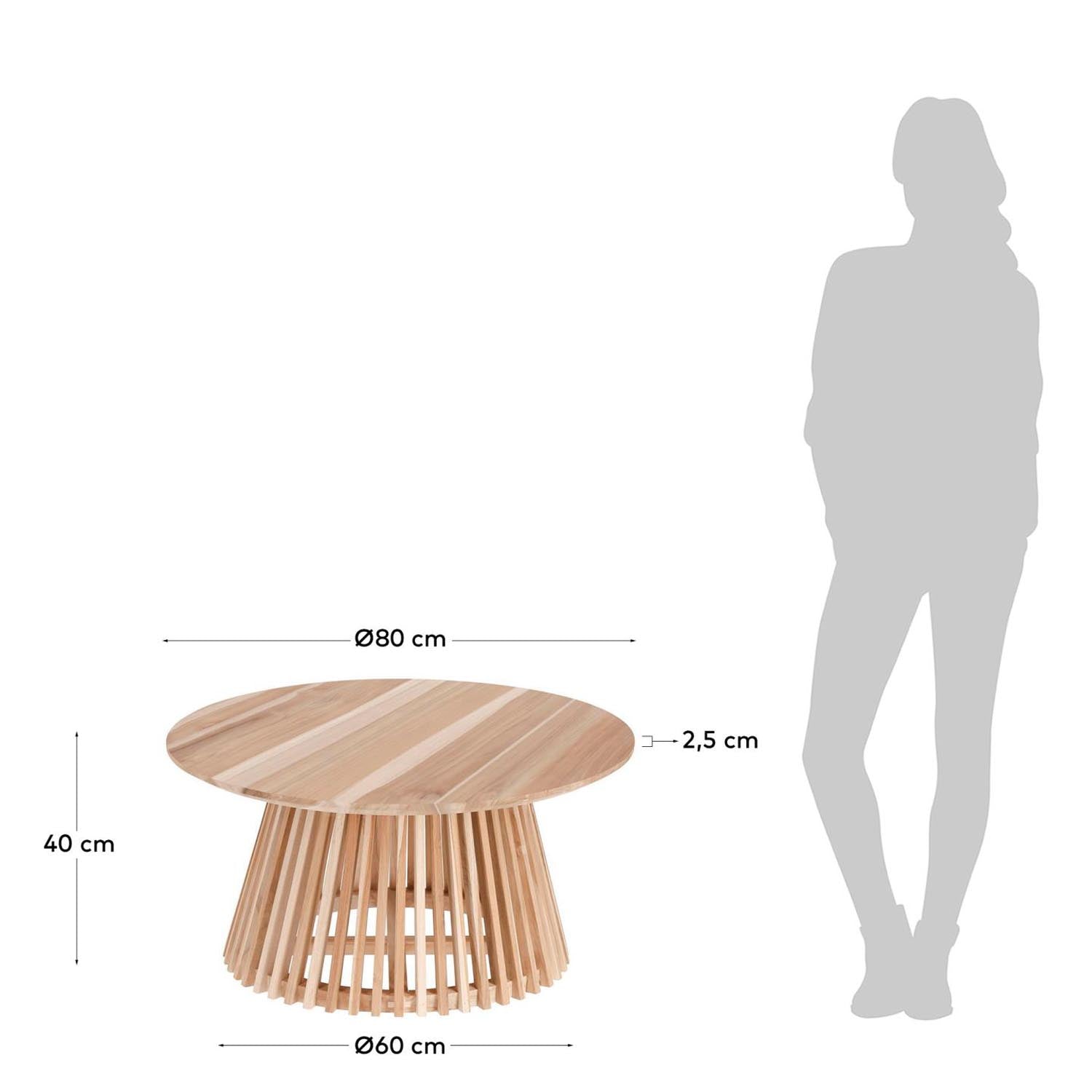 Eleganter Teakholz-Couchtisch Ø 80 cm von Kave Home für Ihr Zuhause.