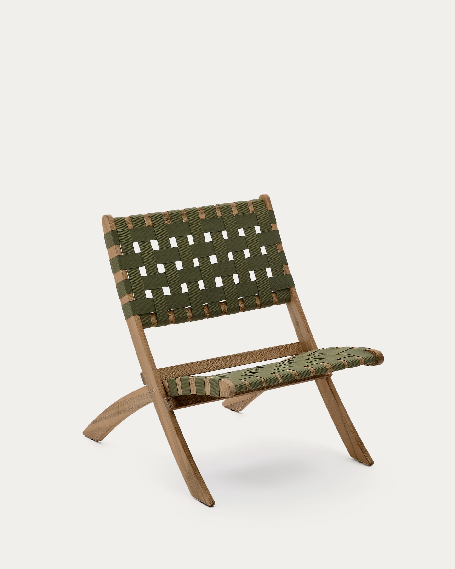 Fauteuil pliant Chabeli en bois d’acacia massif et corde verte, certifié FSC 100 %