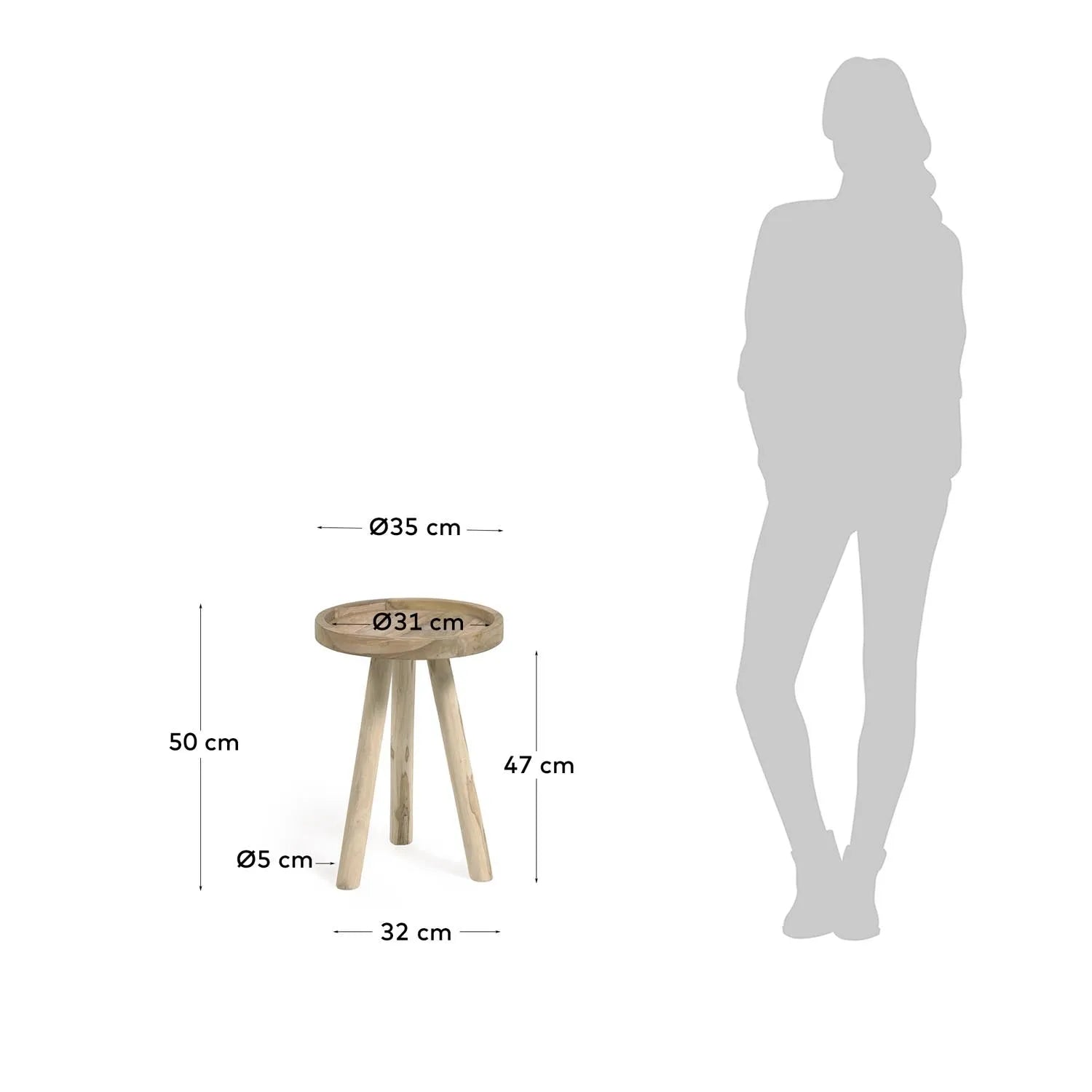 Runder Teakholz-Beistelltisch Glenda Ø 35 cm von Kave Home.