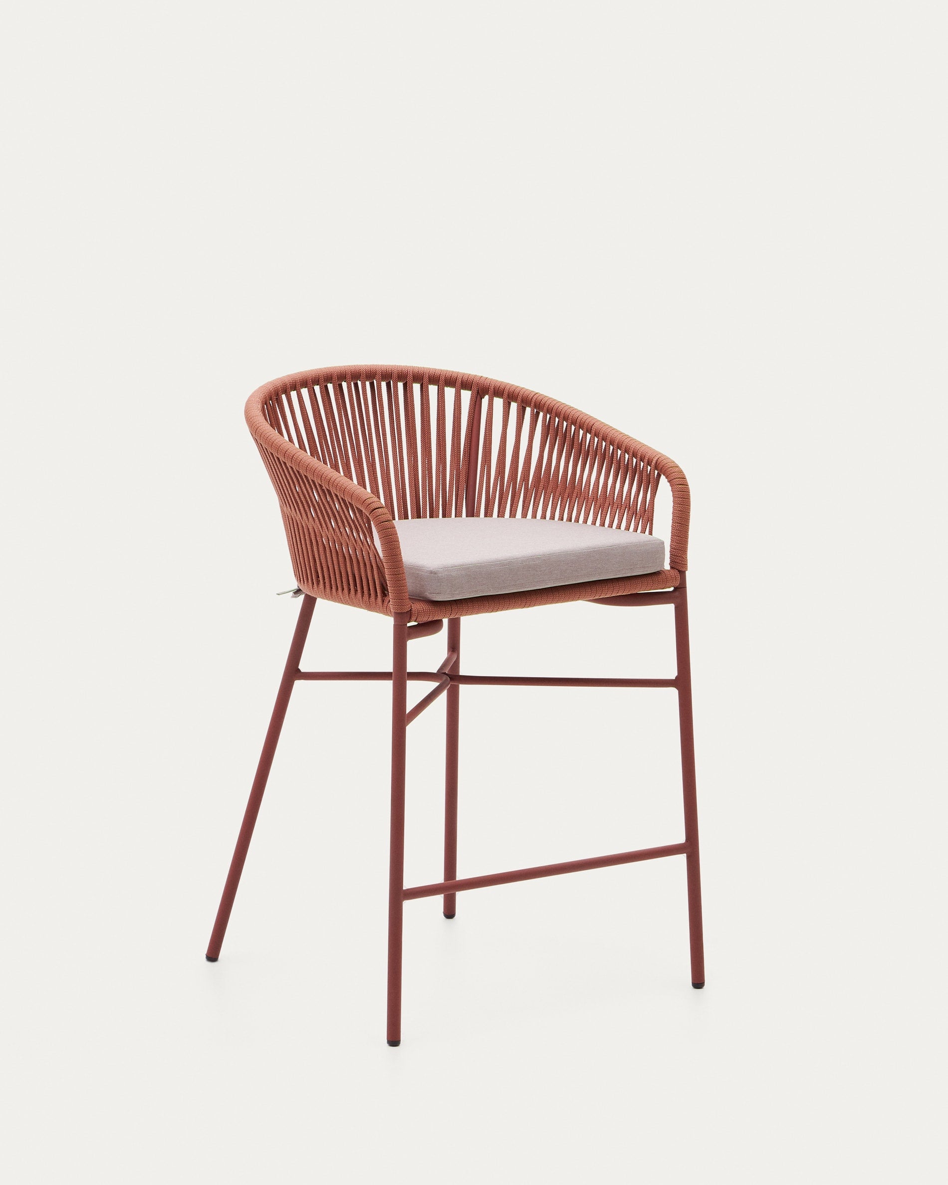 Yanet stackable stool made of rope in terracotta, height 65 cm