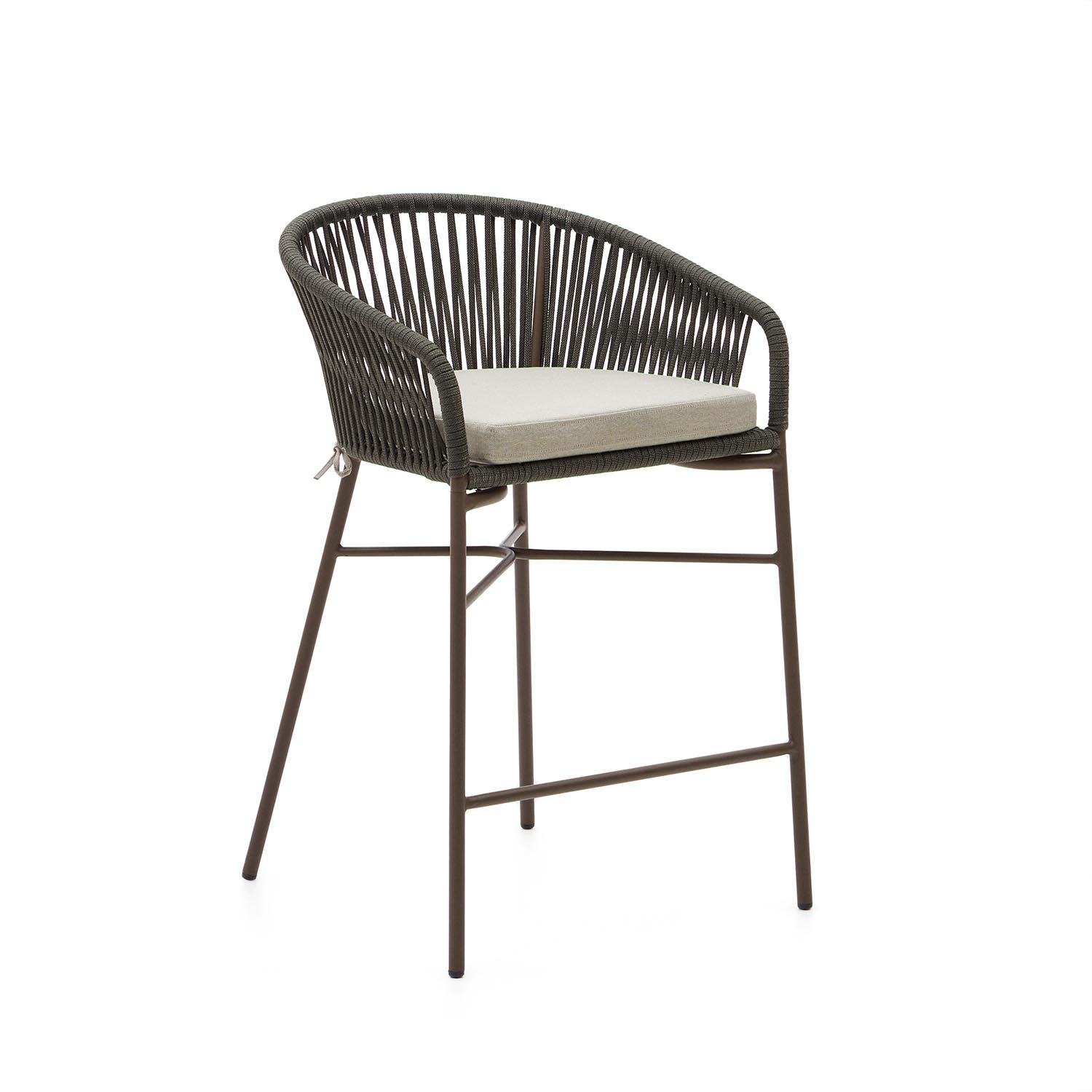 Yanet stool made of green rope and galvanized steel, height 58 cm