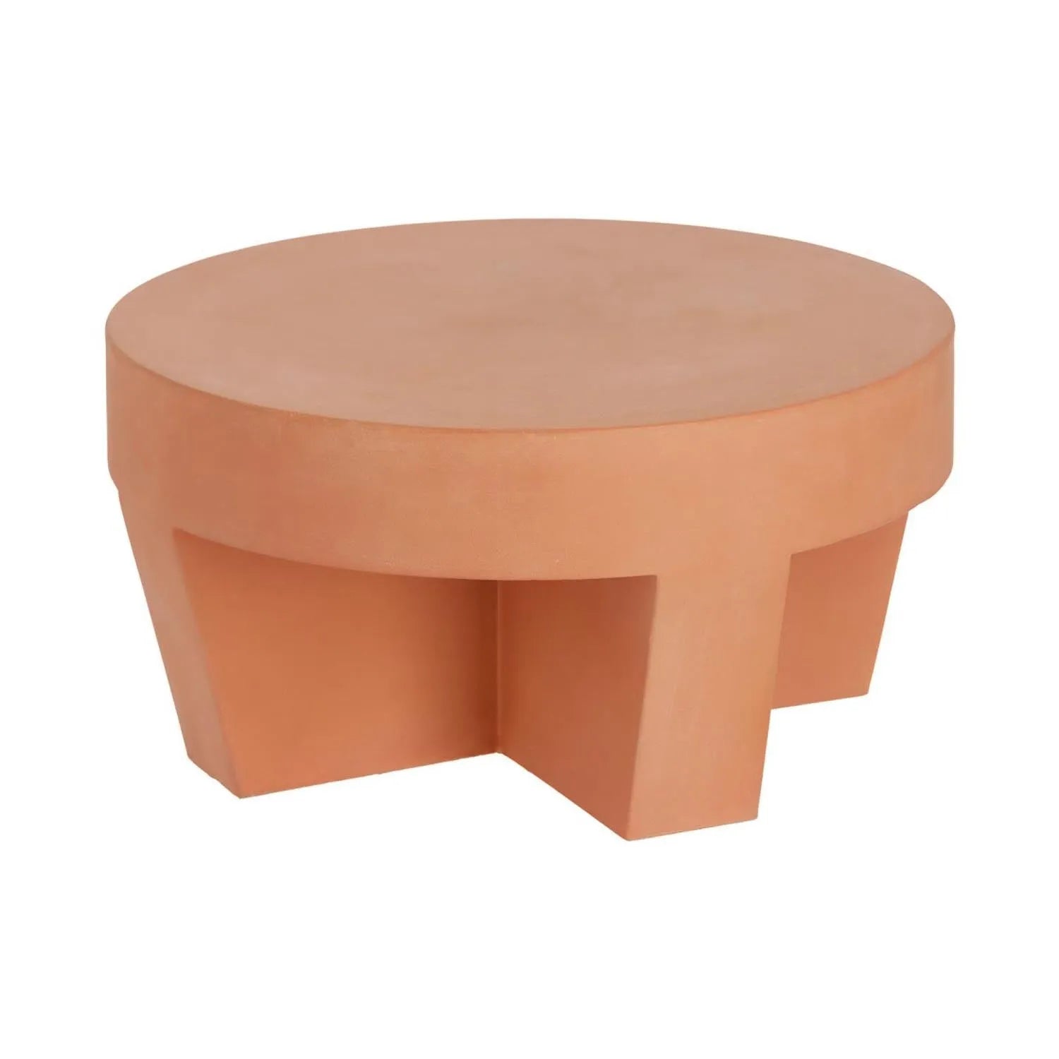 Vilena Outdoor Couchtisch aus Terrakotta, Ø 60 cm, robust, witterungsbeständig, stilvoll, ideal für Garten, Terrasse, Balkon.