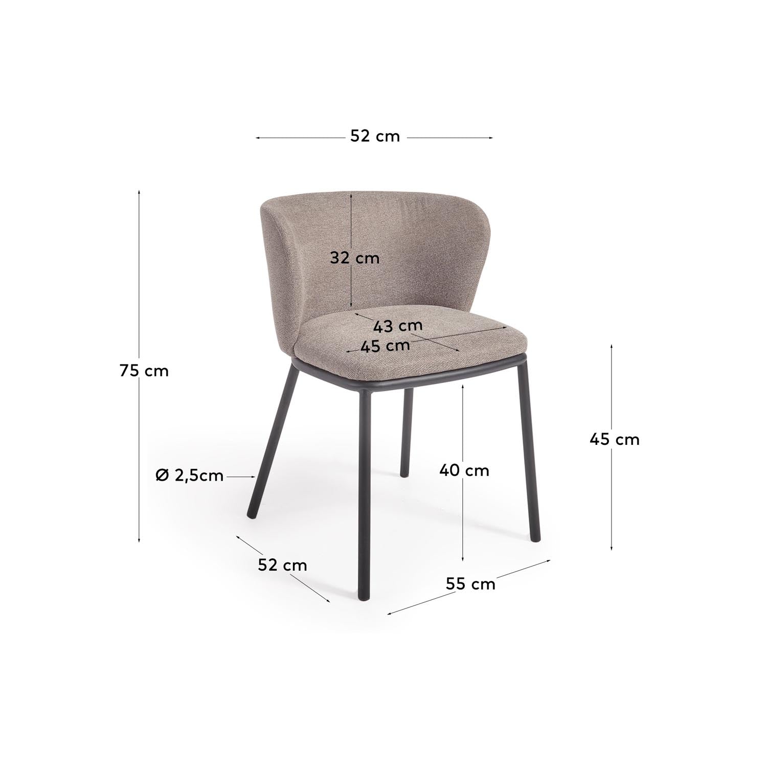 Ciselia Stuhl: Zeitloses Design in hellbrauner Chenille von Kave Home.