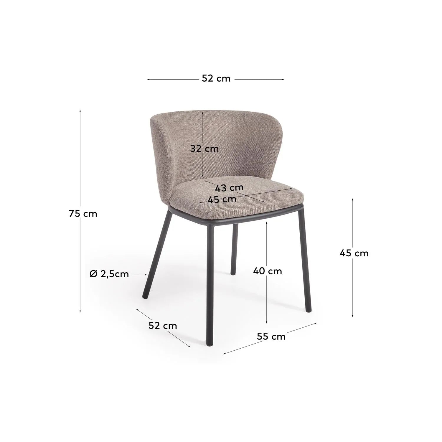 Ciselia Stuhl: Zeitloses Design in hellbrauner Chenille von Kave Home.
