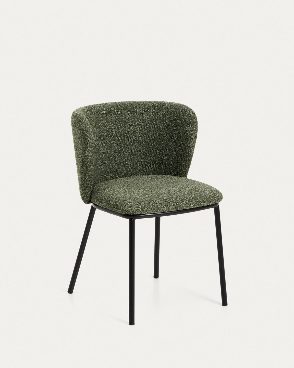 Stuhl Ciselia in dicker, dunkelgrüner Chenille mit Stahlbeinen mit schwarzem Finish, FSC Mix Credit in Dunkelgrün präsentiert im Onlineshop von KAQTU Design AG. Stuhl ist von Kave Home