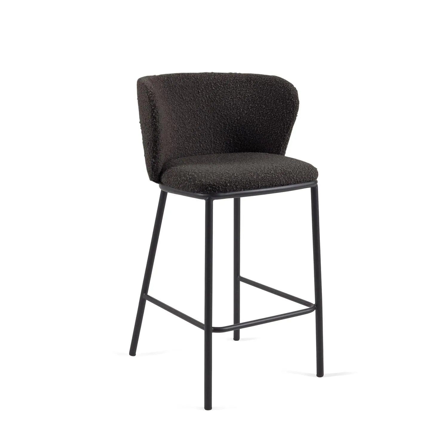 Ciselia Hocker 65 cm, schwarzer Bouclé, modern von Kave Home.