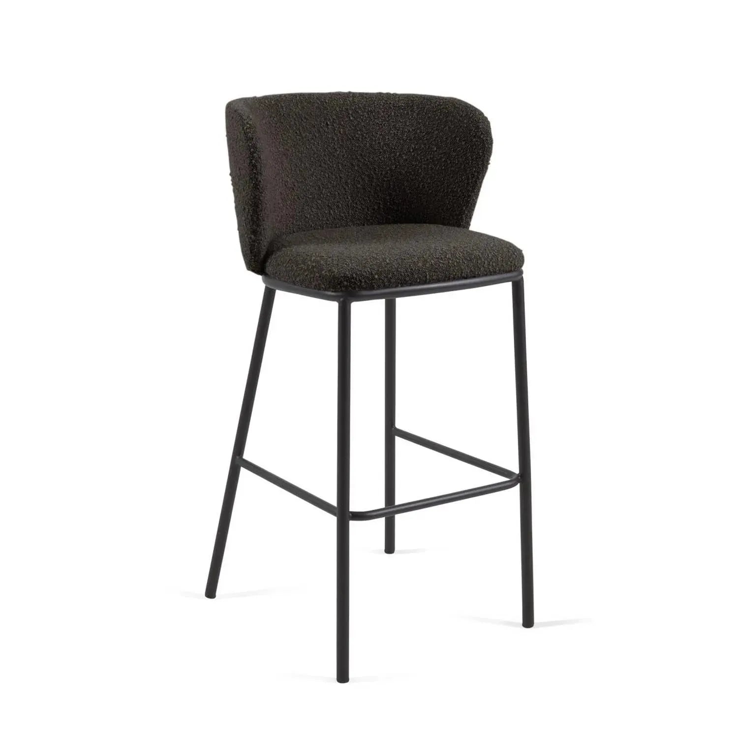 Ciselia Hocker 75 cm: Stilvoller Bouclé in Schwarz von Kave Home.