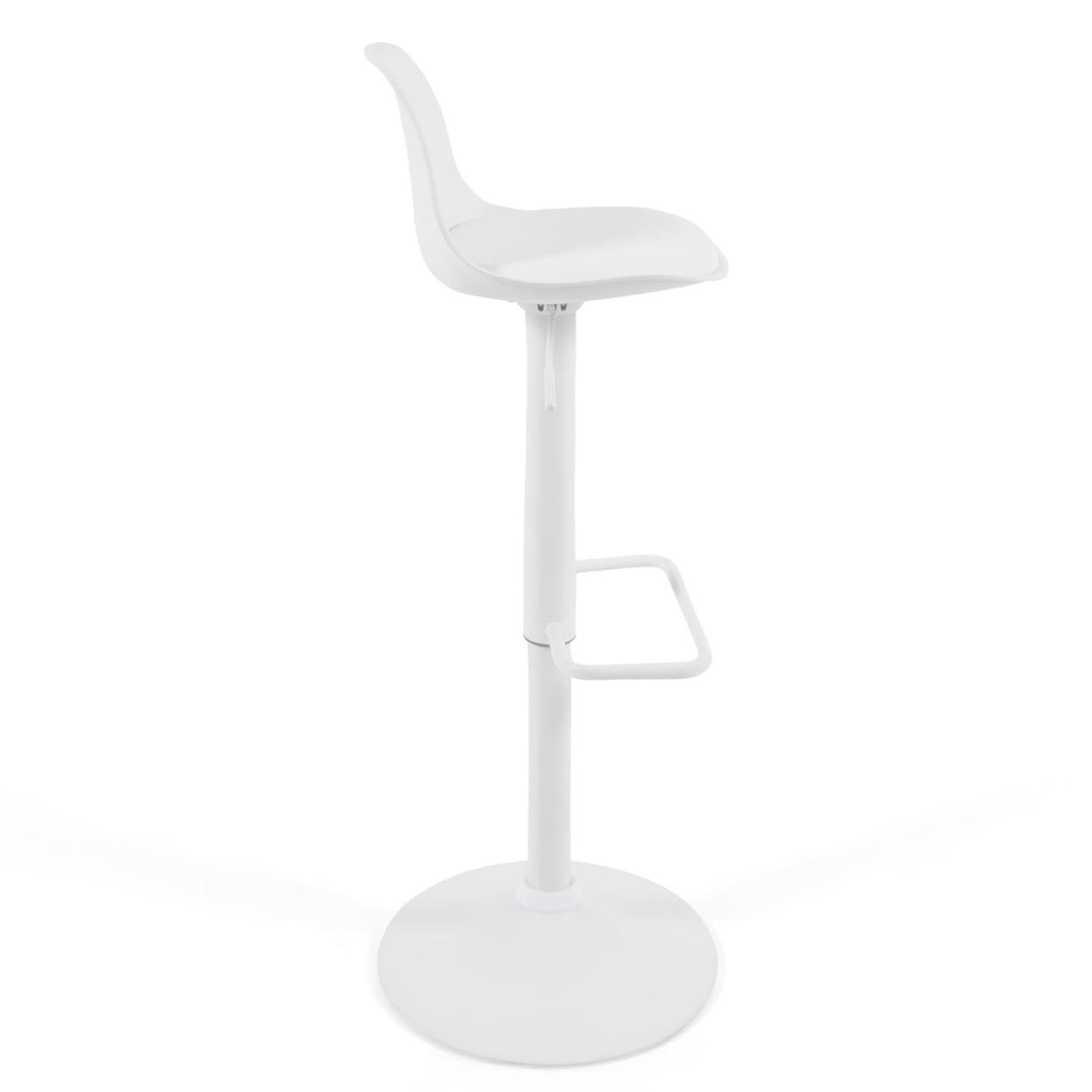 Eleganter Hocker Orlando-T: Weißes Kunstleder, Stahl, höhenverstellbar.