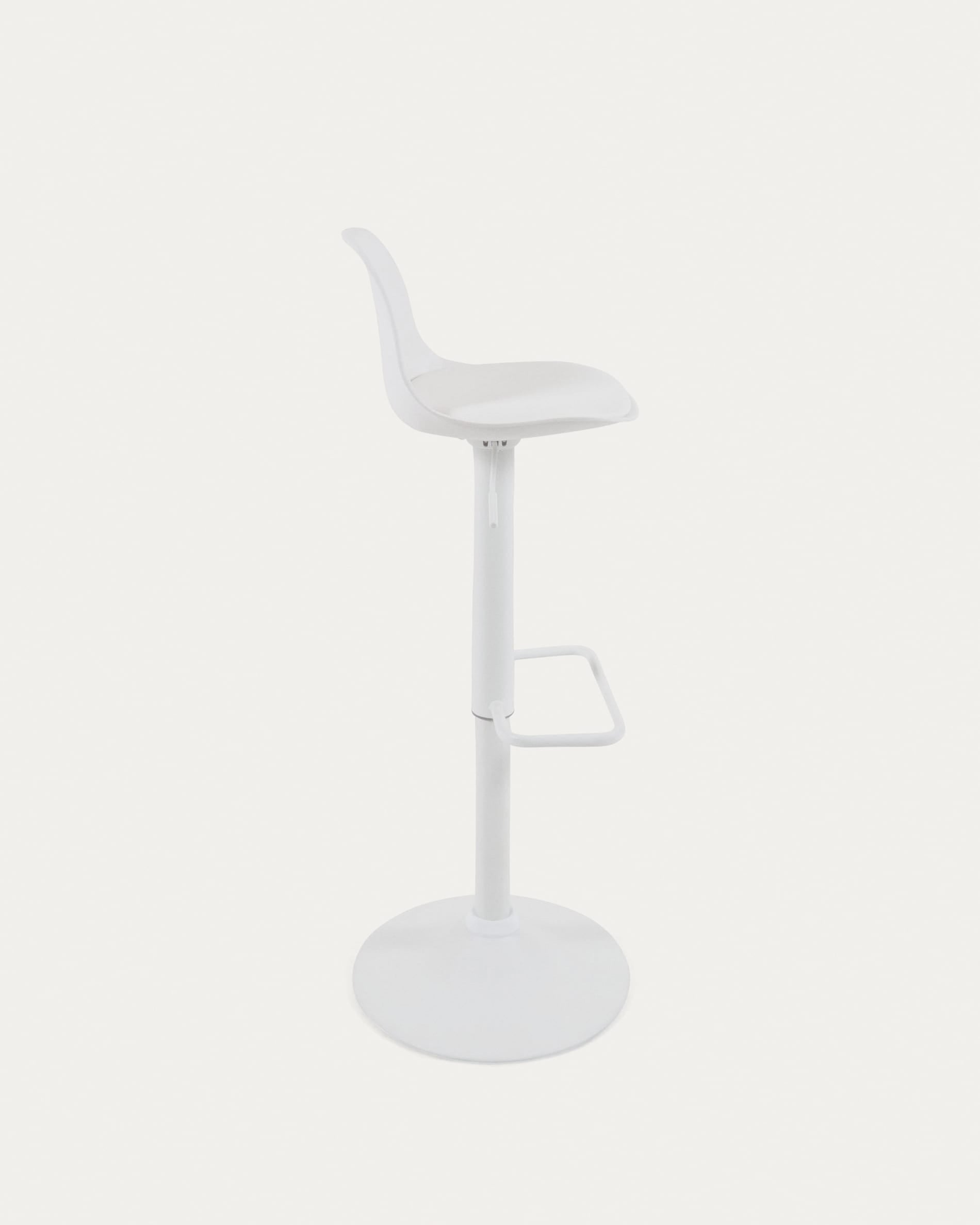 Eleganter Hocker Orlando-T: Weisses Kunstleder, Stahl, höhenverstellbar.