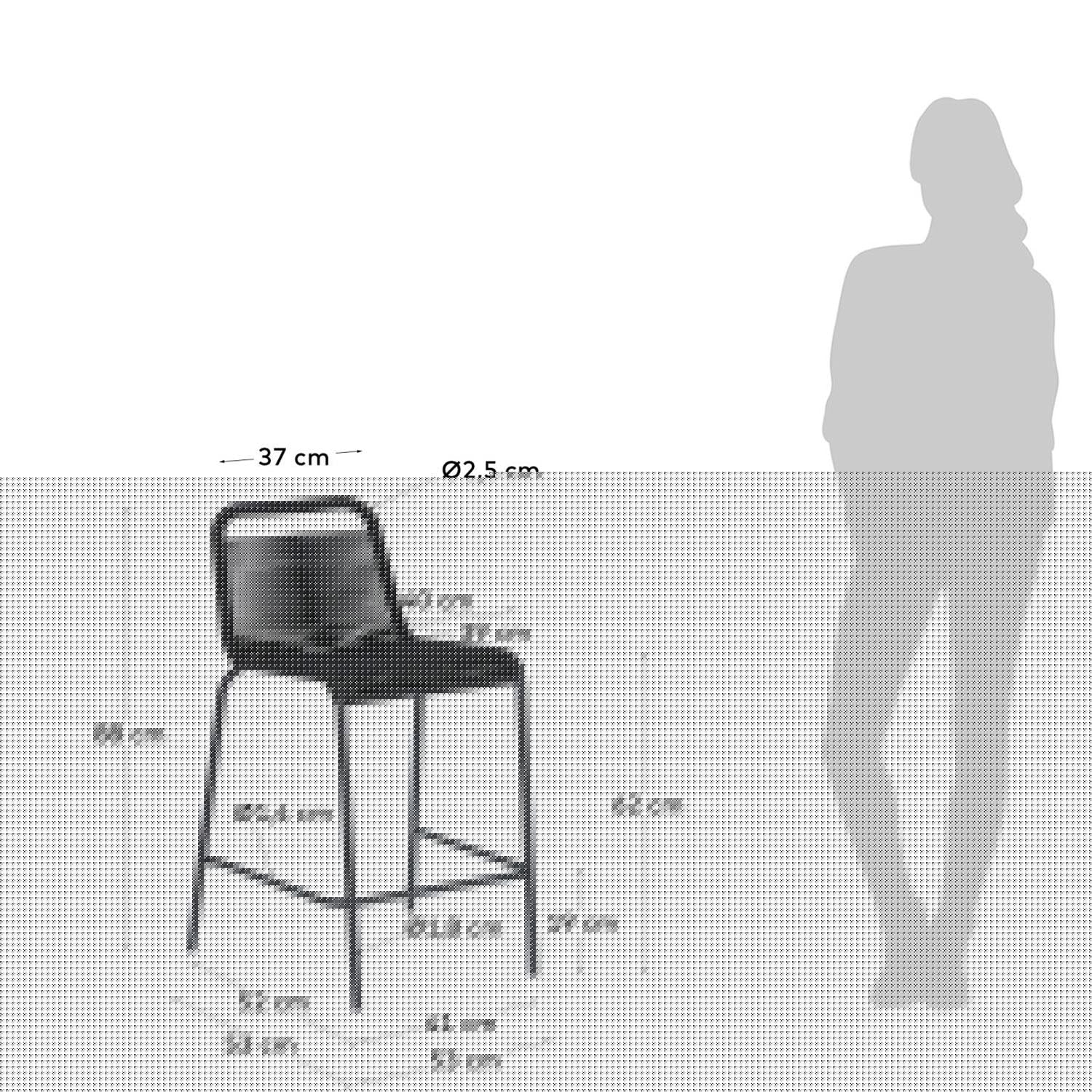Eleganter Lambton Hocker: Schwarzes Seil & Stahl, 62 cm, stapelbar.