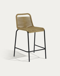 Sgabello Lambton realizzato in <tc>braun</tc>Corda e acciaio con finitura nera, altezza 62 cm