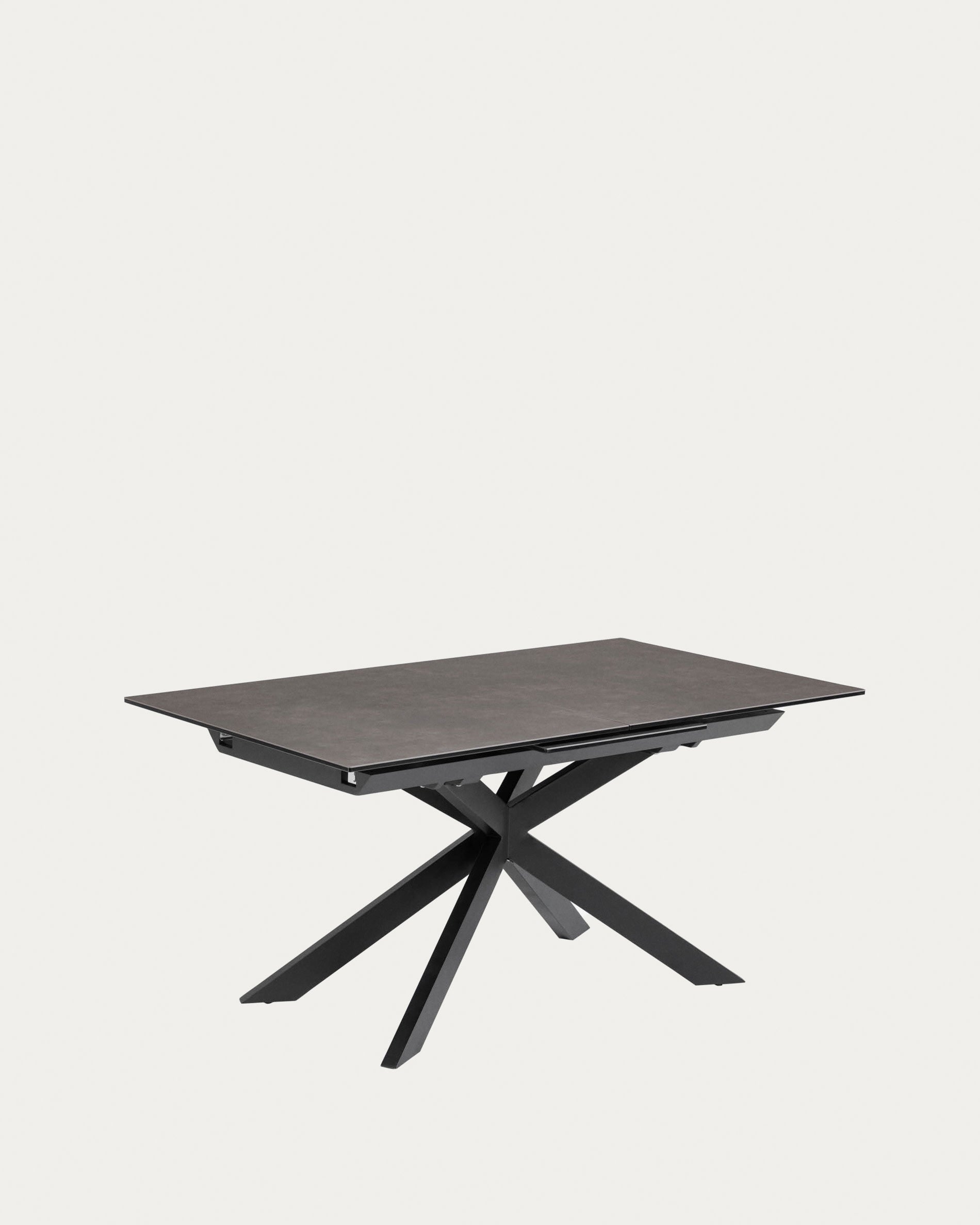 Atminda extendable table 160 (210) x 90 cm with fine stoneware top and black steel legs