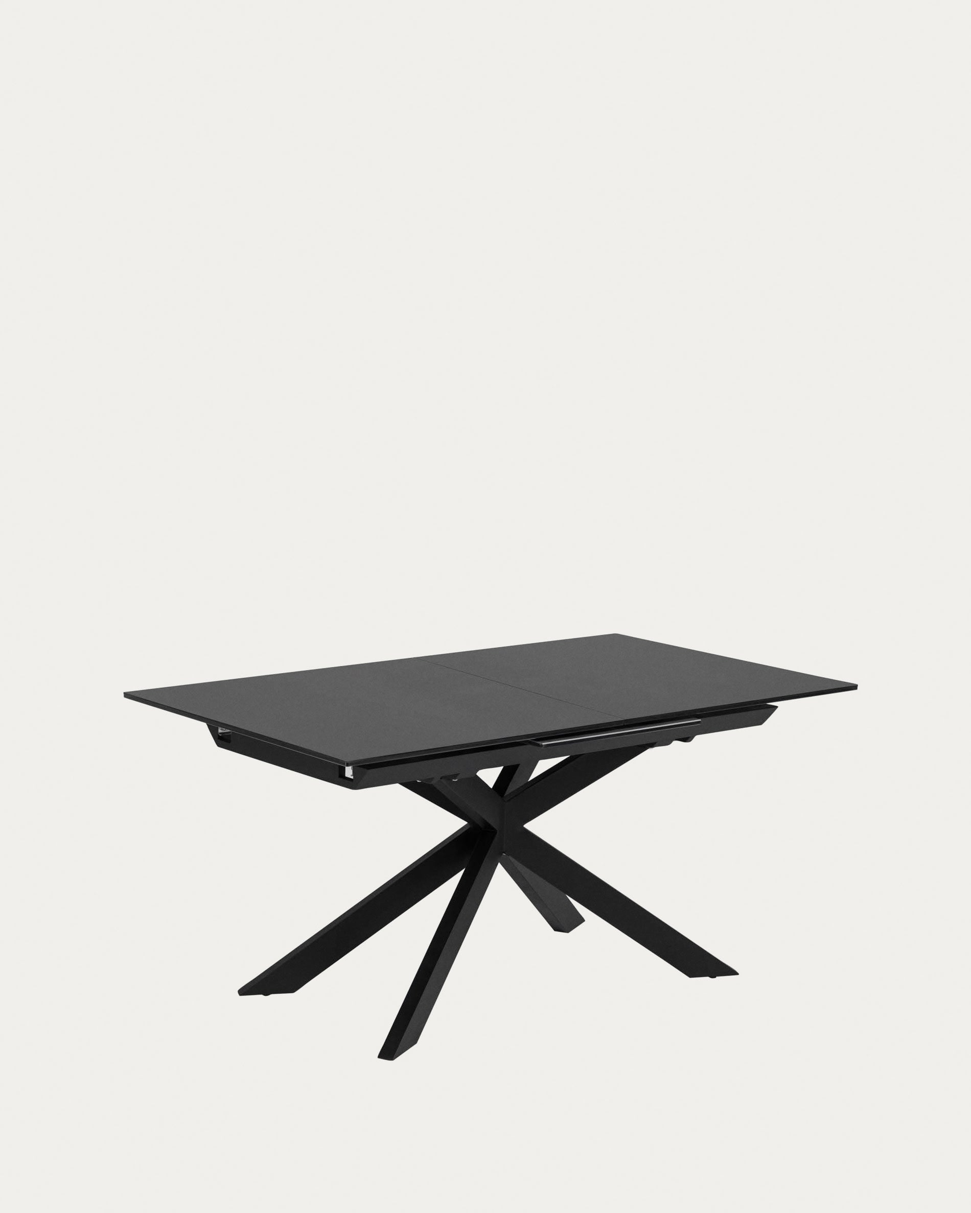Atminda extendable table with glass top and black steel legs 160 (210) x 90 cm