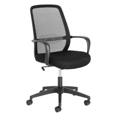 Melva Schreibtischstuhl in Schwarz mit Beinen aus Stahl in Schwarz