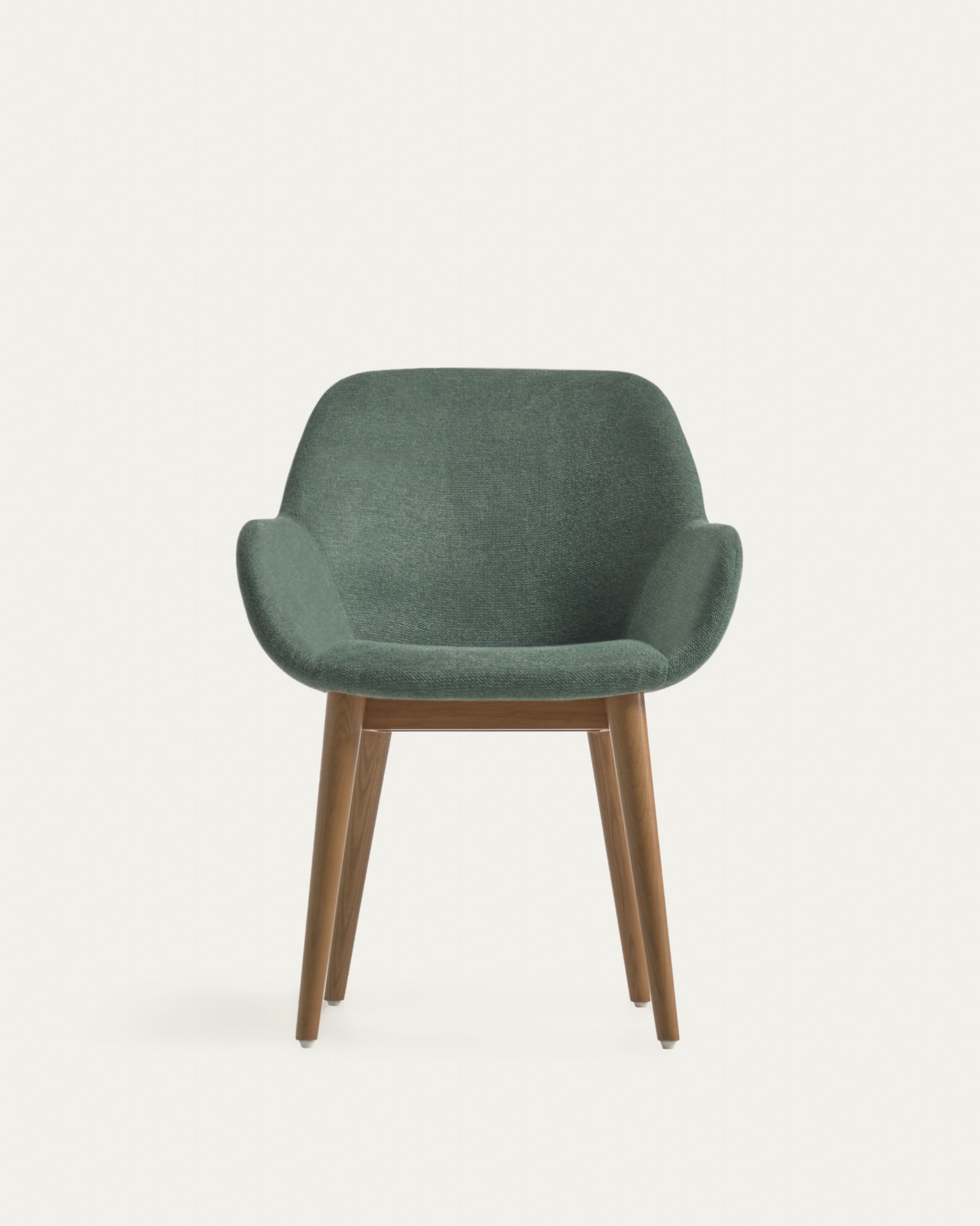 Konna Stuhl in Grün und Beine aus massivem Eschenholz mit dunklem Finish FR in Grün präsentiert im Onlineshop von KAQTU Design AG. Stuhl ist von Kave Home