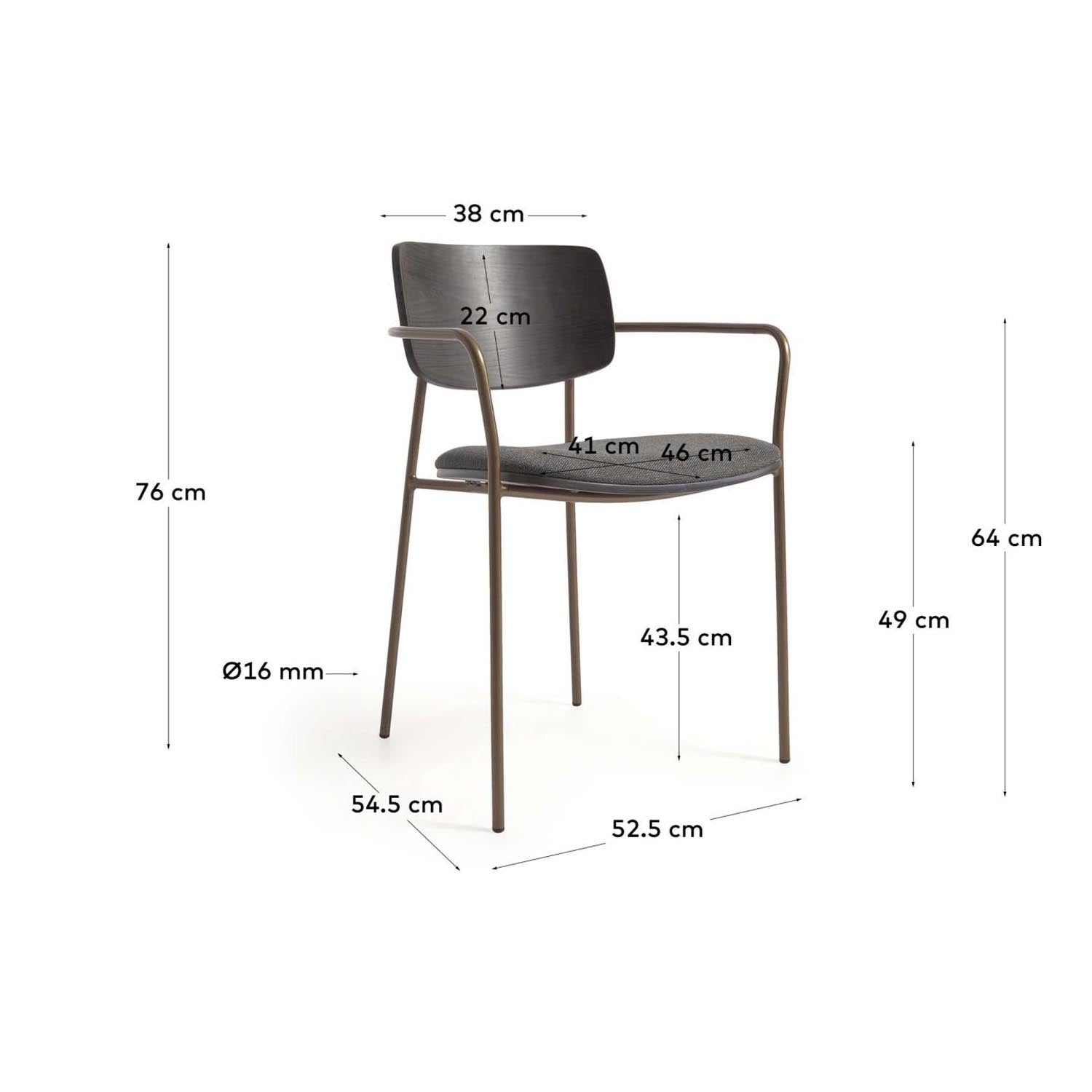 Eleganter Maureen Stuhl: Eschenfurnier & Messing, stapelbar, Kave Home.