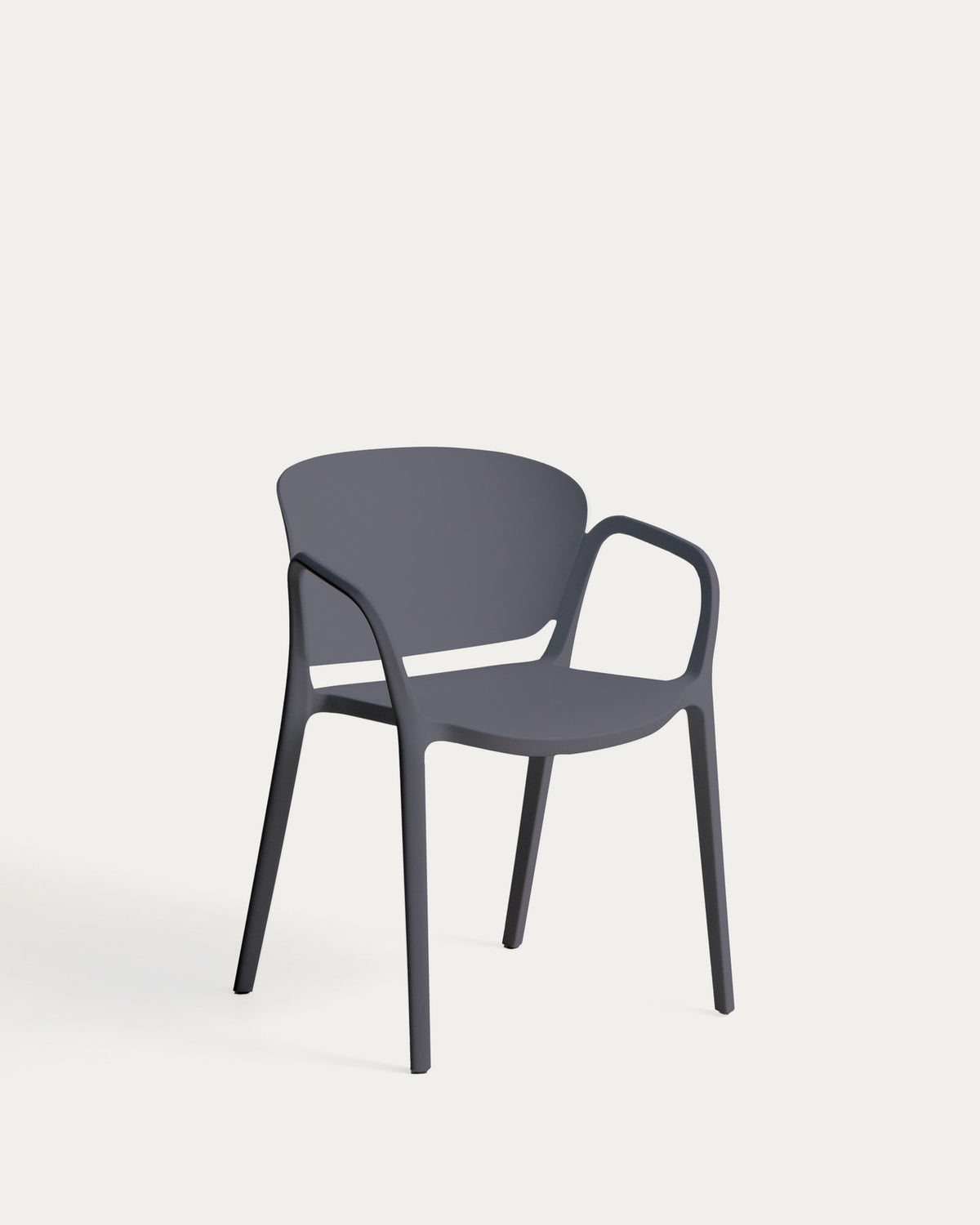 Stapelbarer Outdoor-Stuhl Ania in Dunkelgrau in Graphit, Schwarz präsentiert im Onlineshop von KAQTU Design AG. Gartenstuhl ist von Kave Home